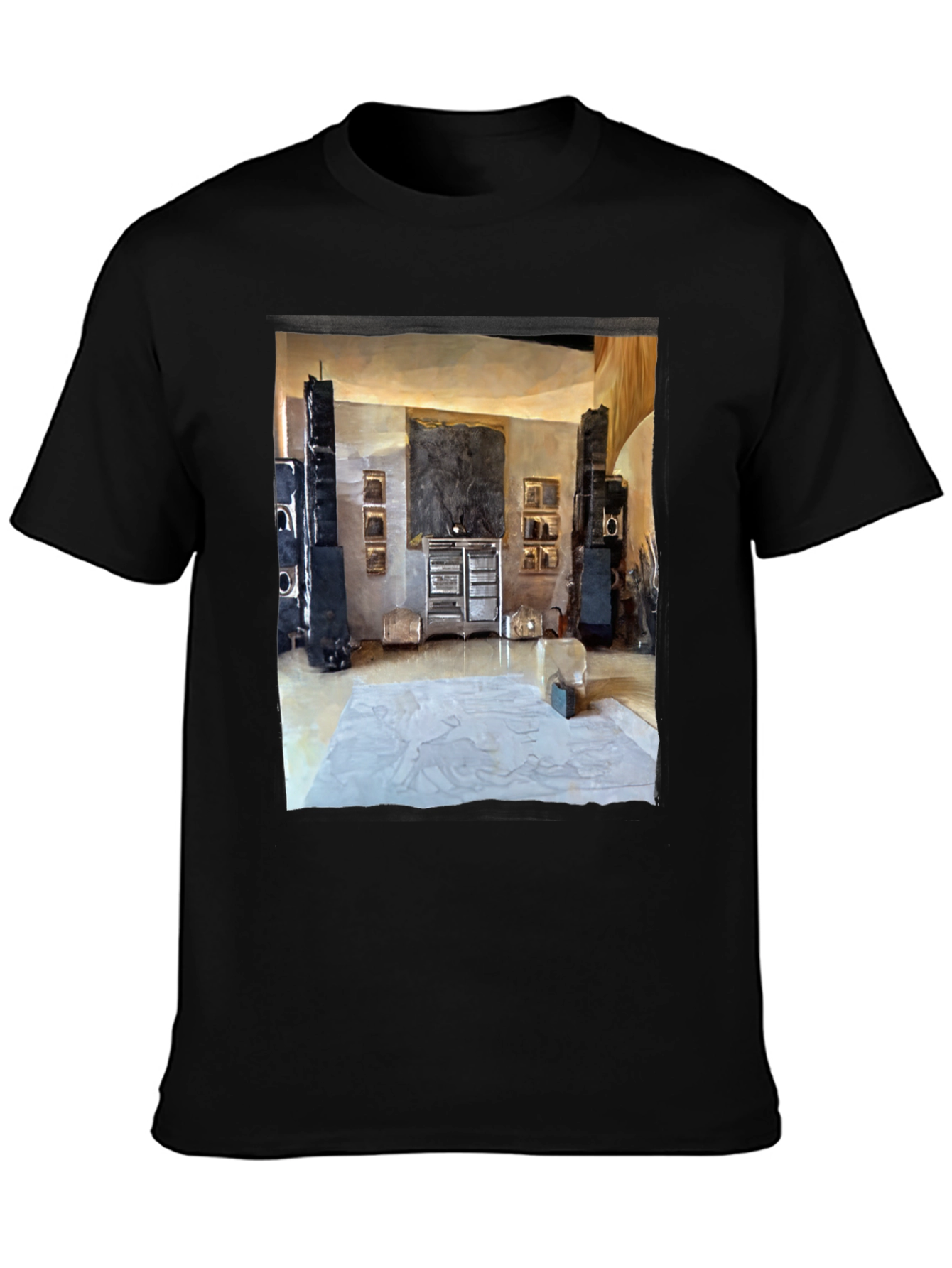 Artistic Living Room Print Black T-Shirt