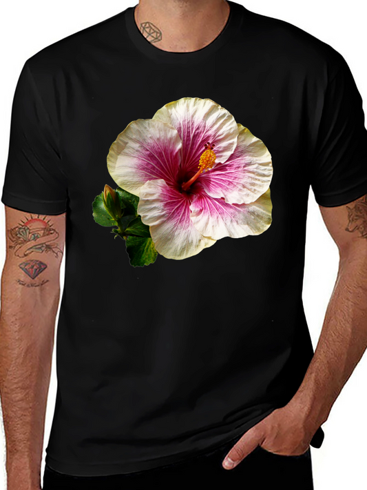 Hibiscus Flower Black T-Shirt
