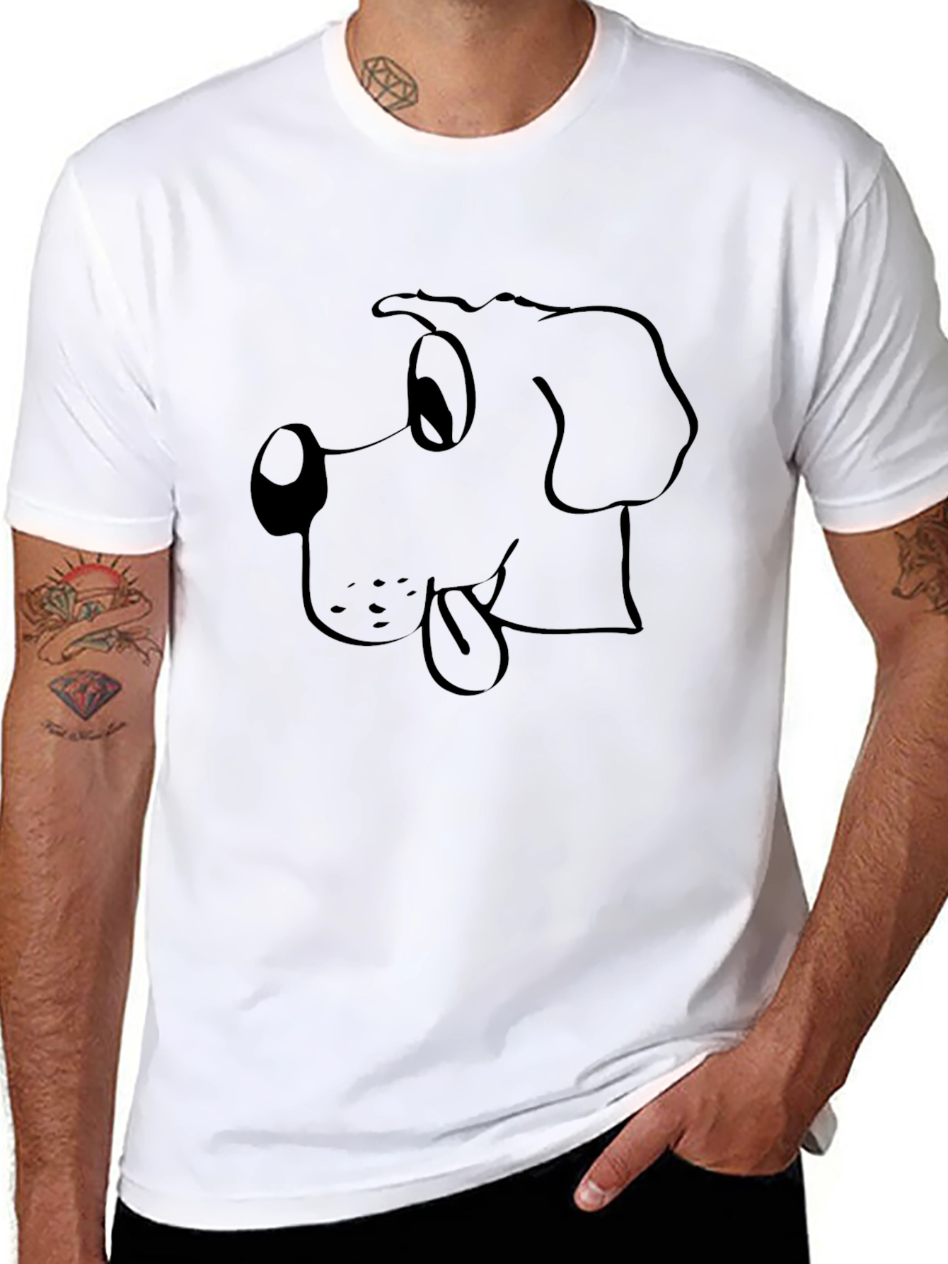 Cartoon Dog Graphic T-Shirt - Black Mens