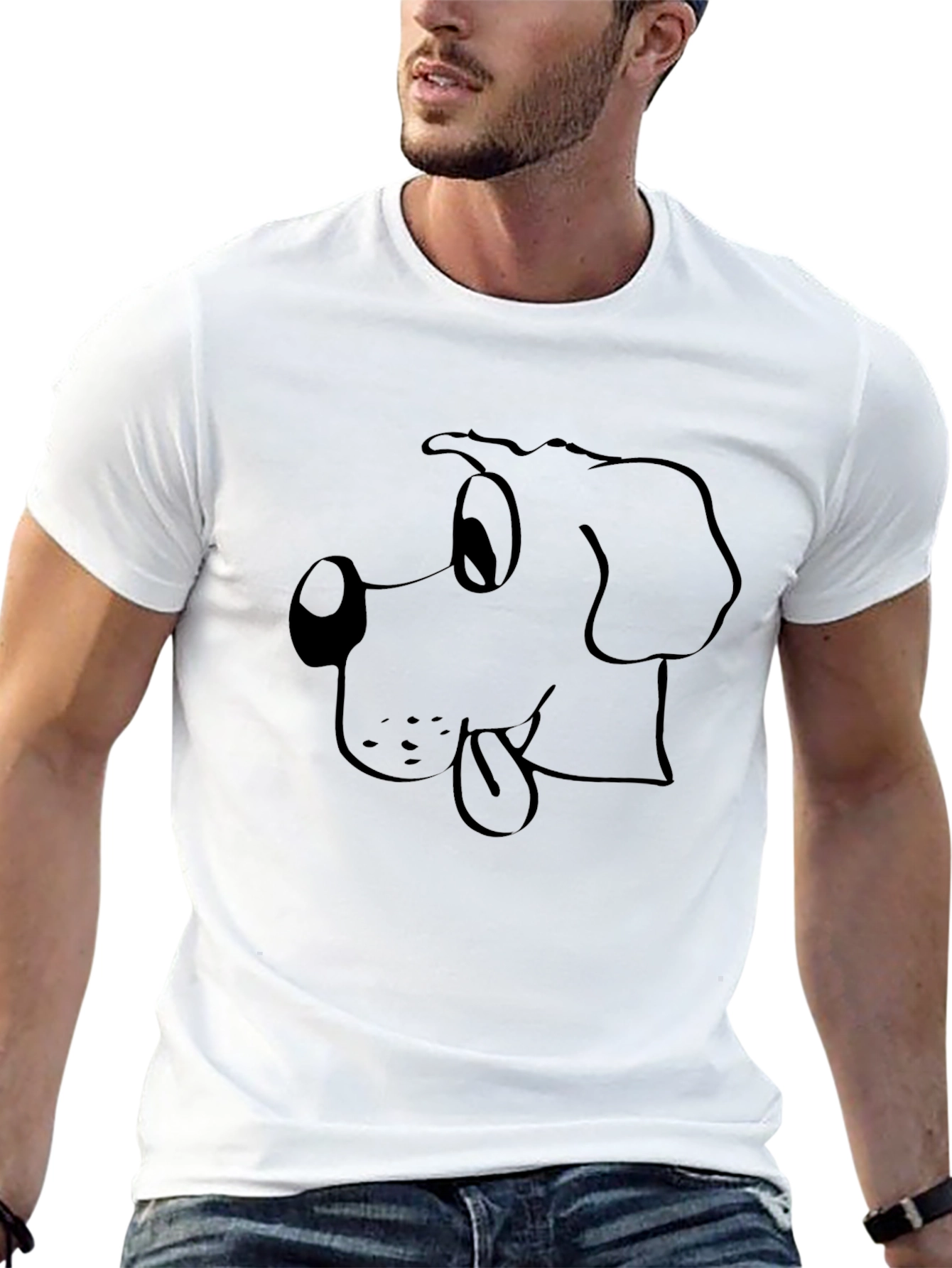Cartoon Dog Graphic T-Shirt - Black Mens