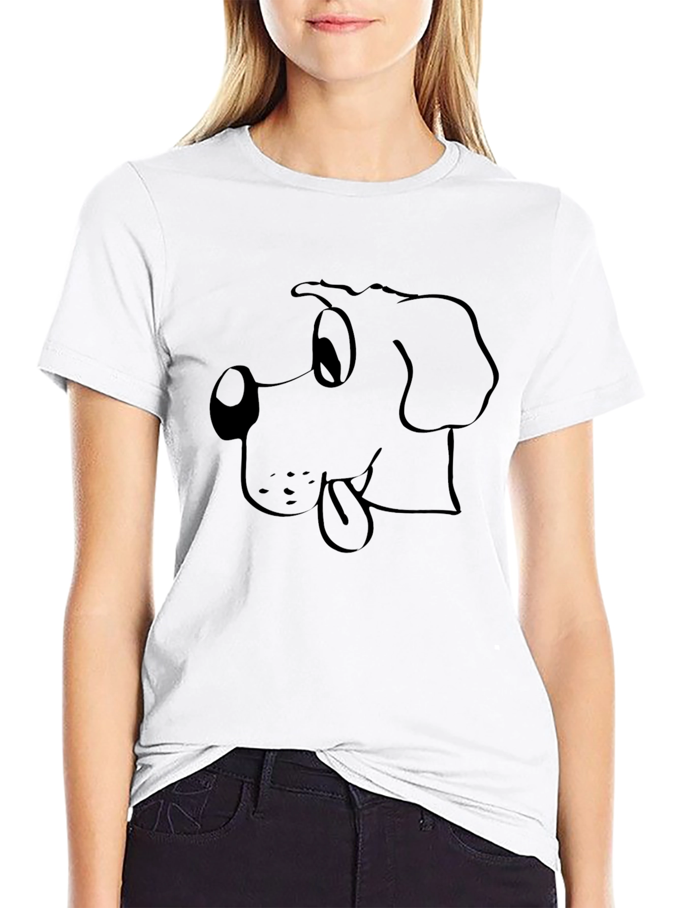 Cartoon Dog Graphic T-Shirt - Black Mens