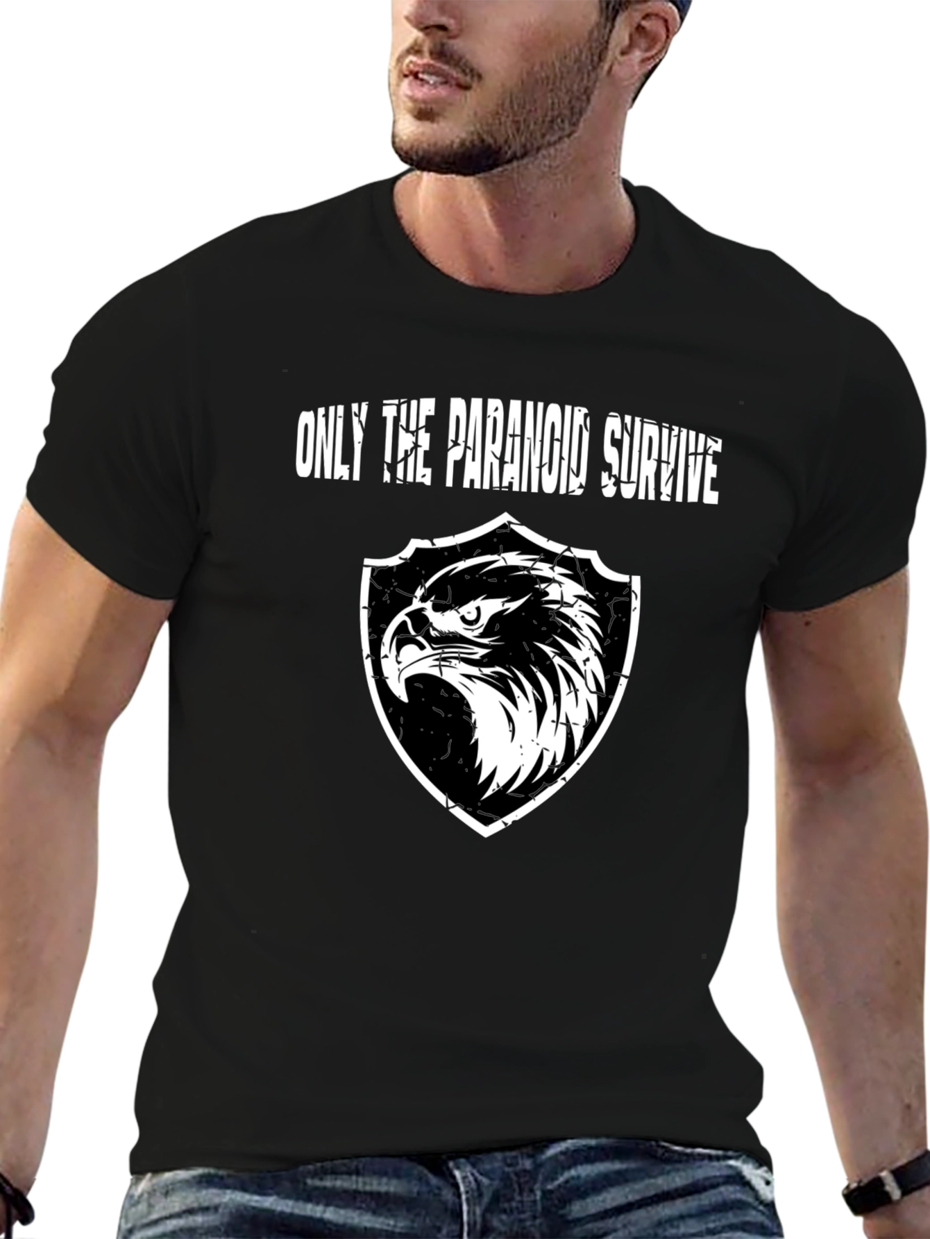 Paranoid Survive Eagle Graphic Black T-Shirt