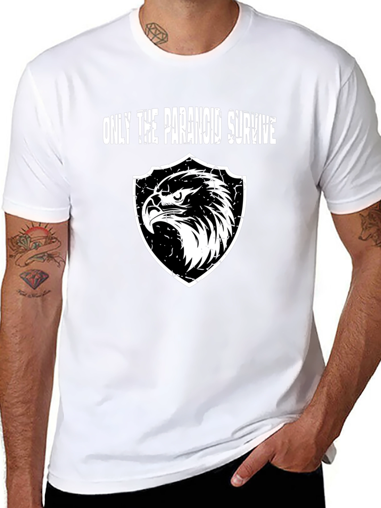 Paranoid Survive Eagle Graphic Black T-Shirt