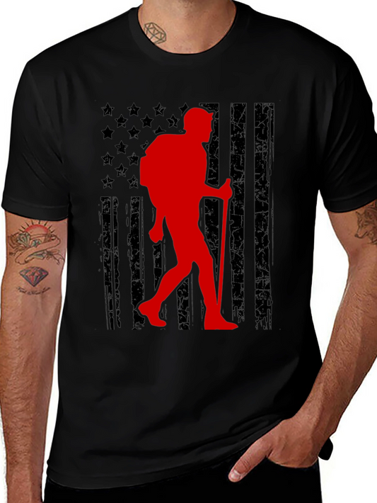 American Flag Hiker Graphic T-Shirt