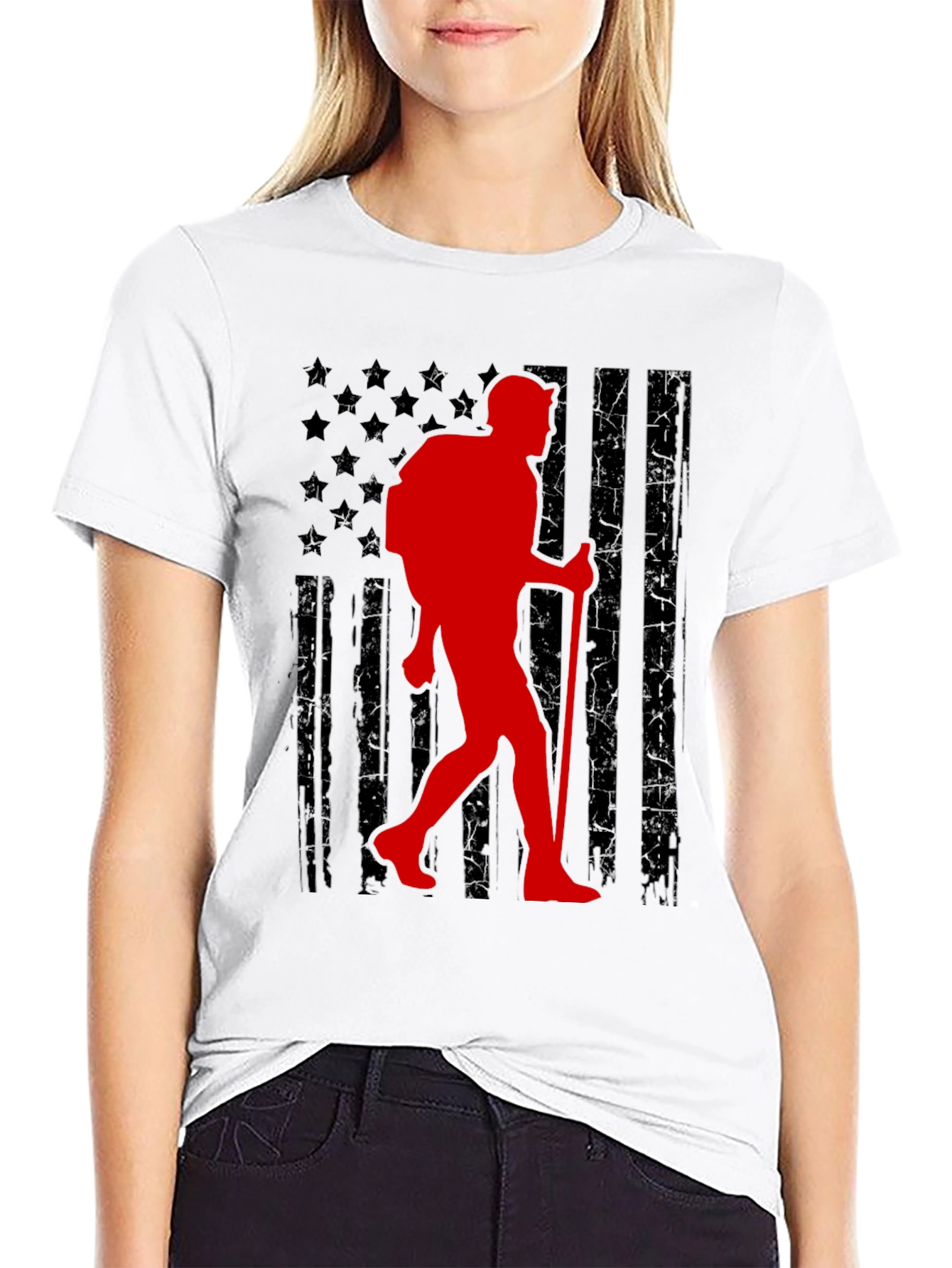 American Flag Hiker Graphic T-Shirt