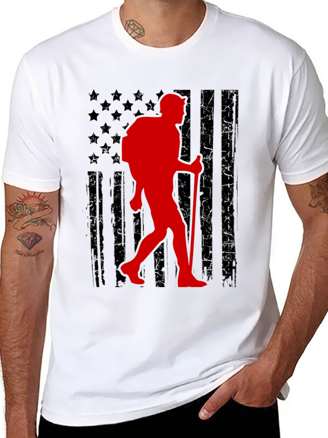 American Flag Hiker Graphic T-Shirt