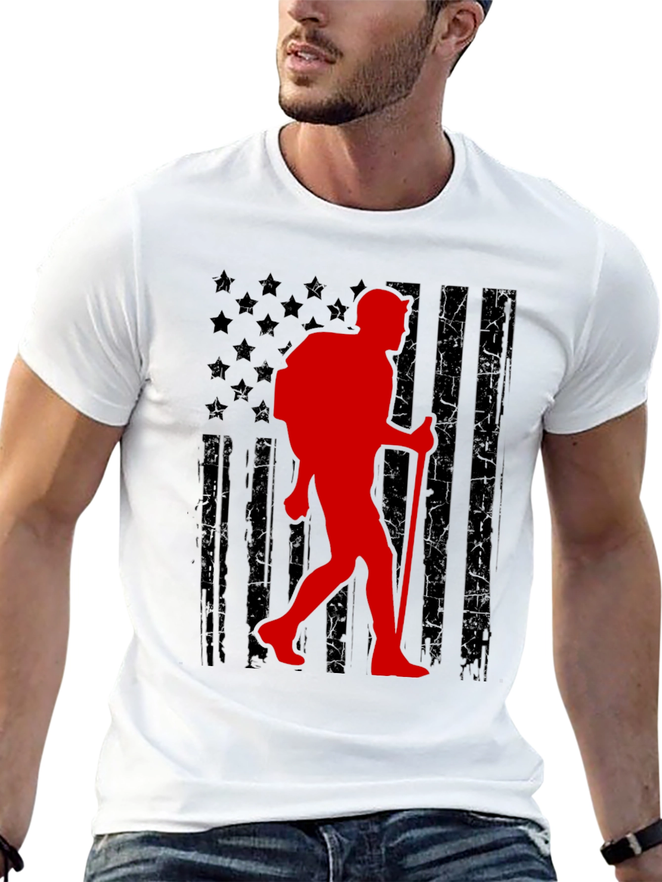 American Flag Hiker Graphic T-Shirt