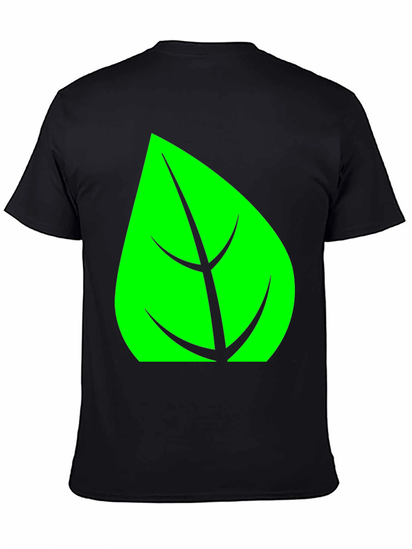Green Leaf Graphic Black T-Shirt