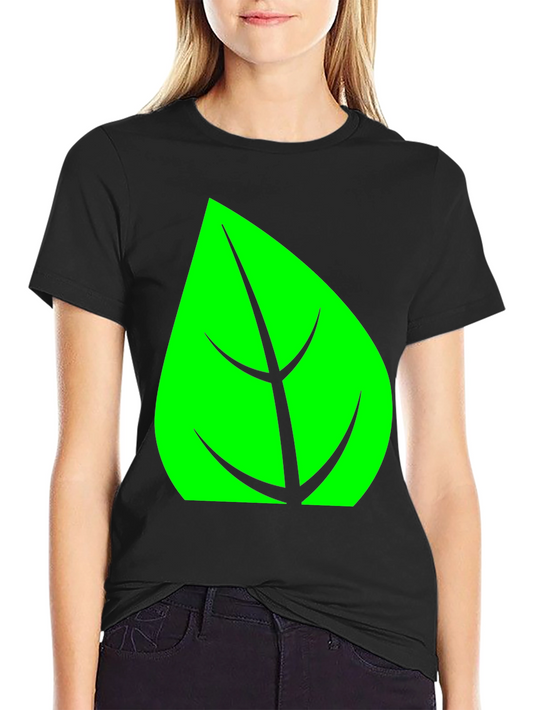 Green Leaf Graphic Black T-Shirt