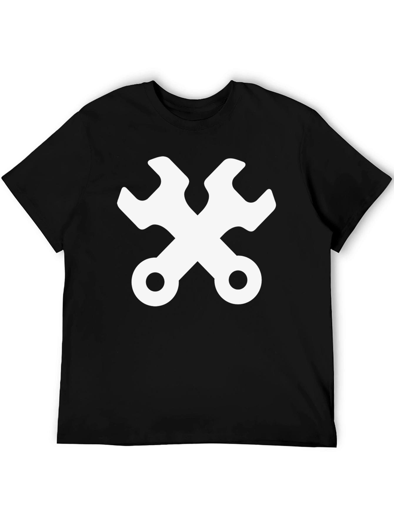 Wrench Cross Graphic Tee - Black Cotton Mechanic Shirt