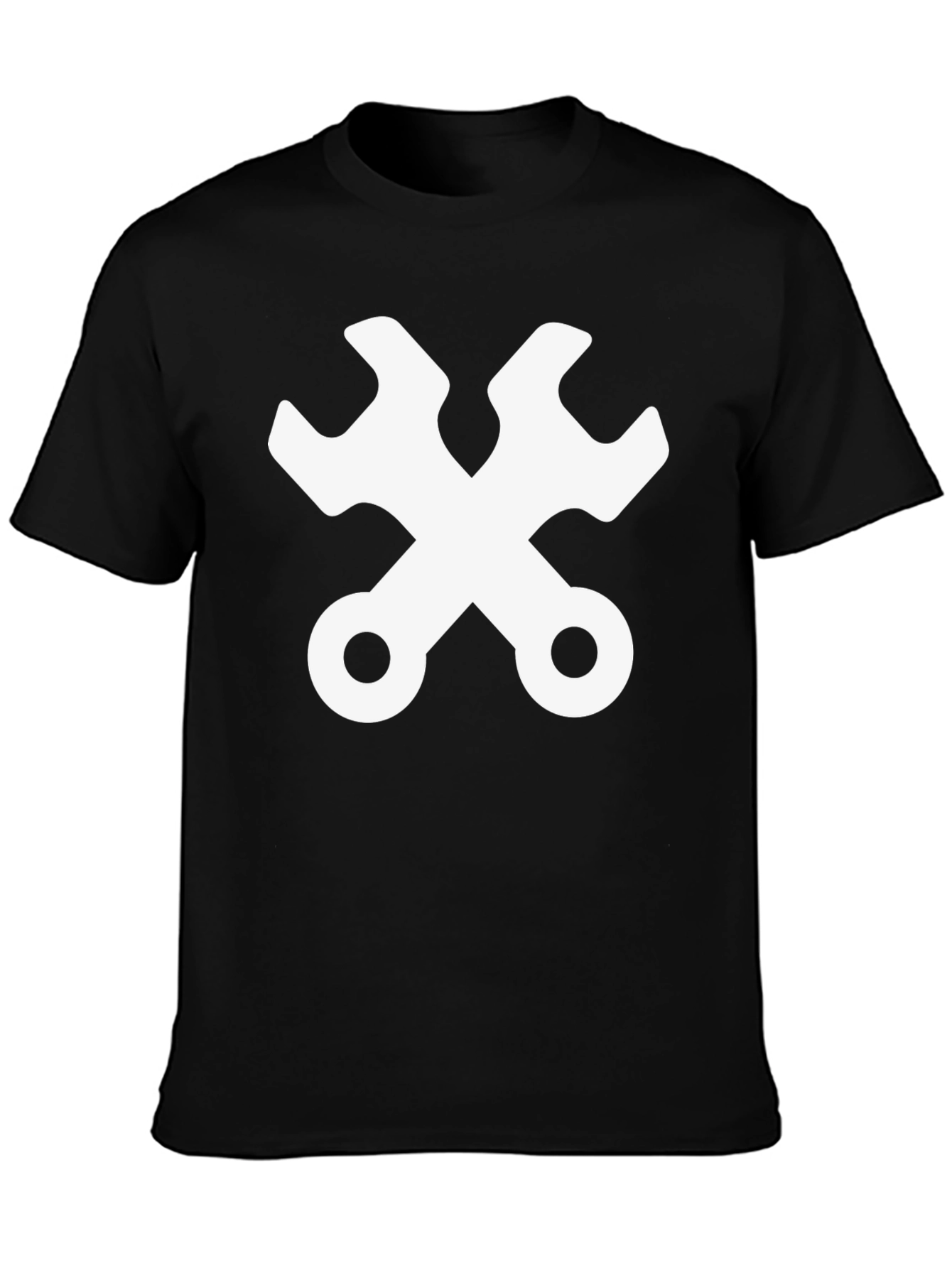 Wrench Cross Graphic Tee - Black Cotton Mechanic Shirt
