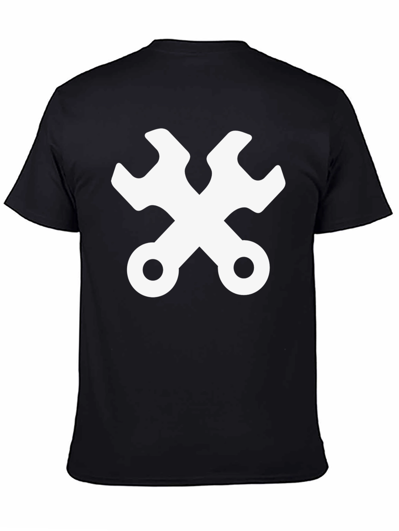 Wrench Cross Graphic Tee - Black Cotton Mechanic Shirt