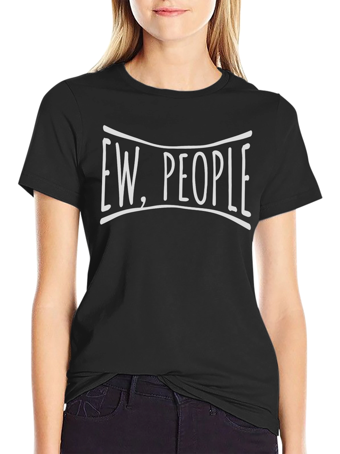 Ew People Graphic T-Shirt - Black Crew Neck Tee
