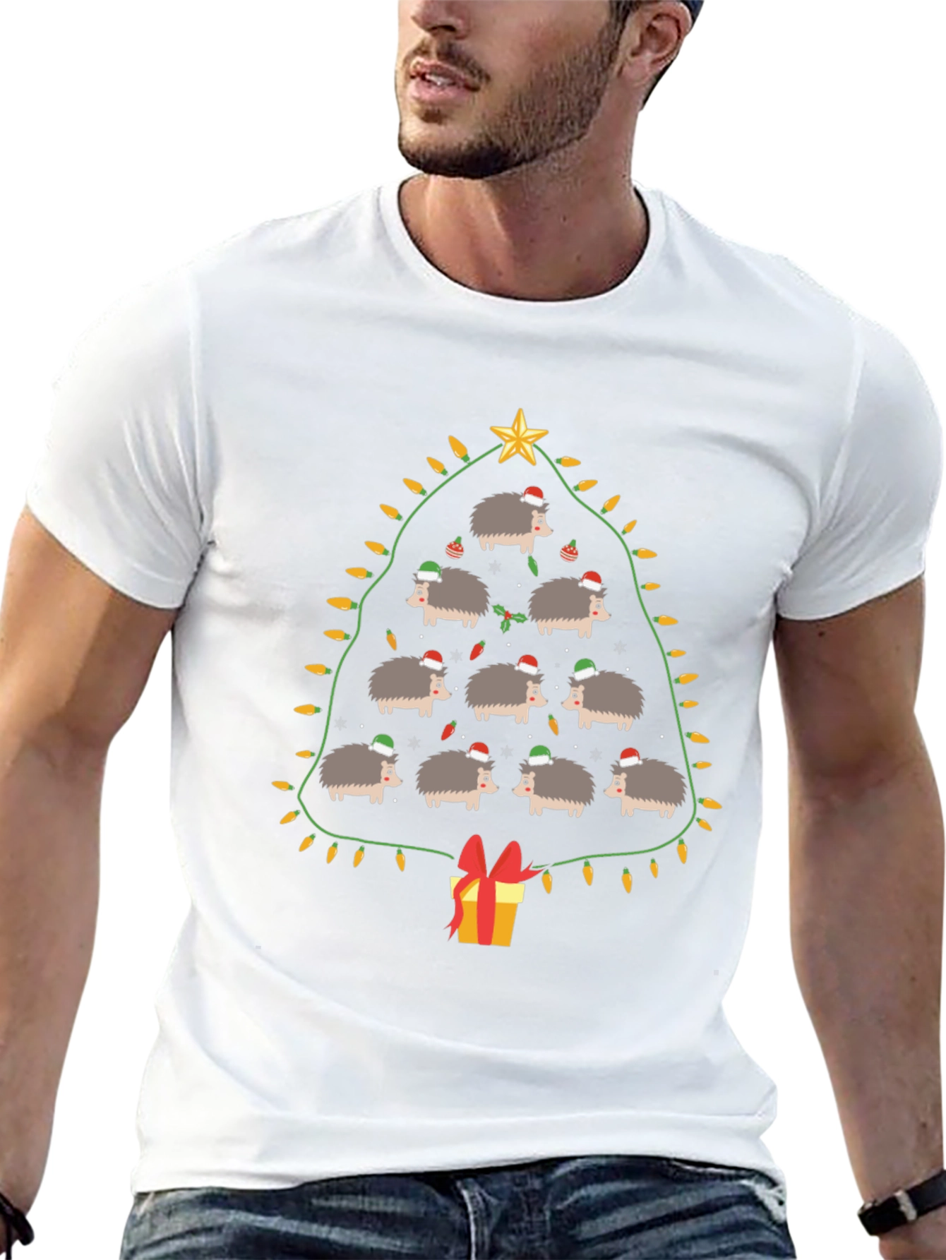 Holiday Hedgehog Christmas Tree Graphic Tee