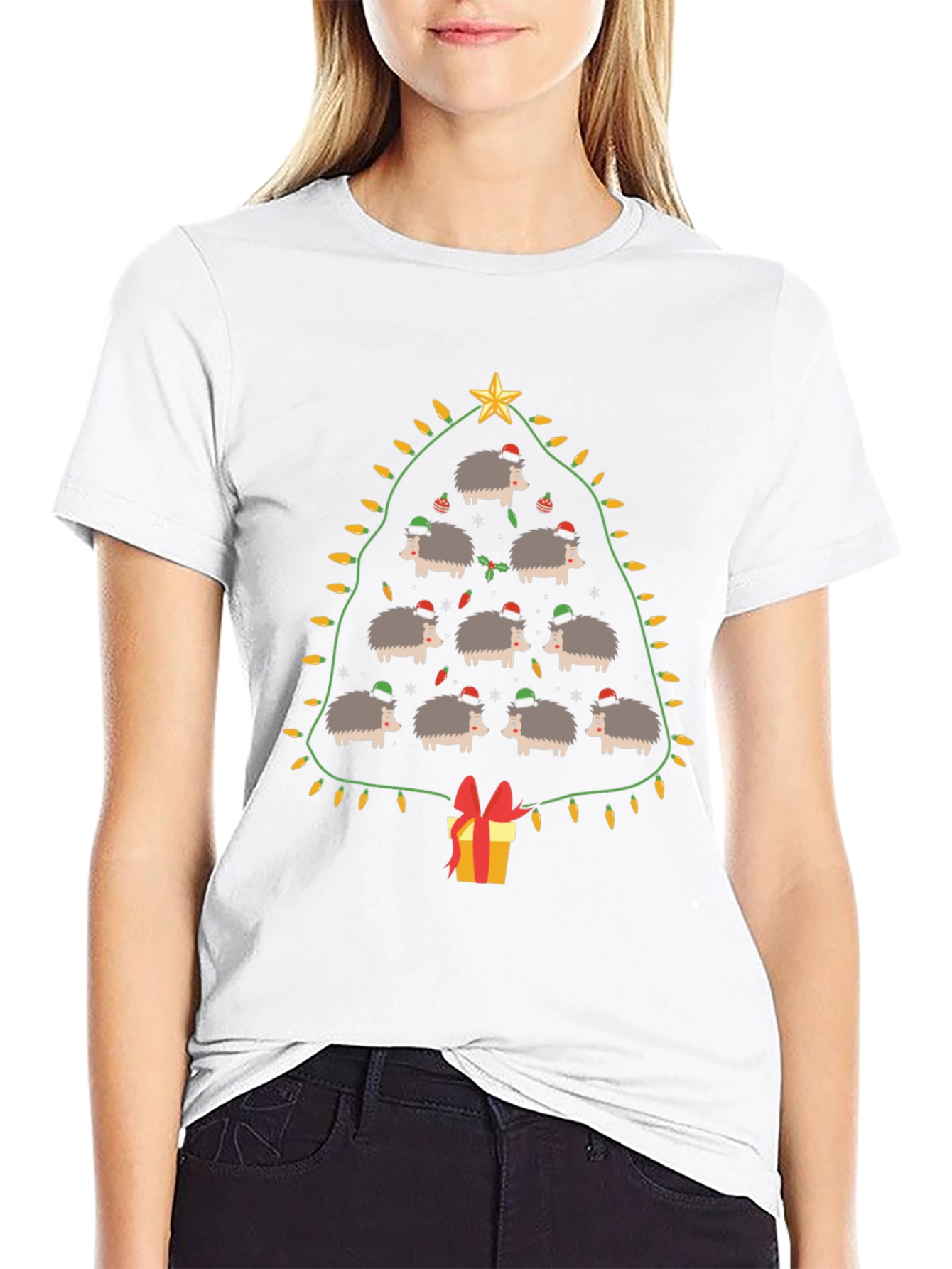 Holiday Hedgehog Christmas Tree Graphic Tee