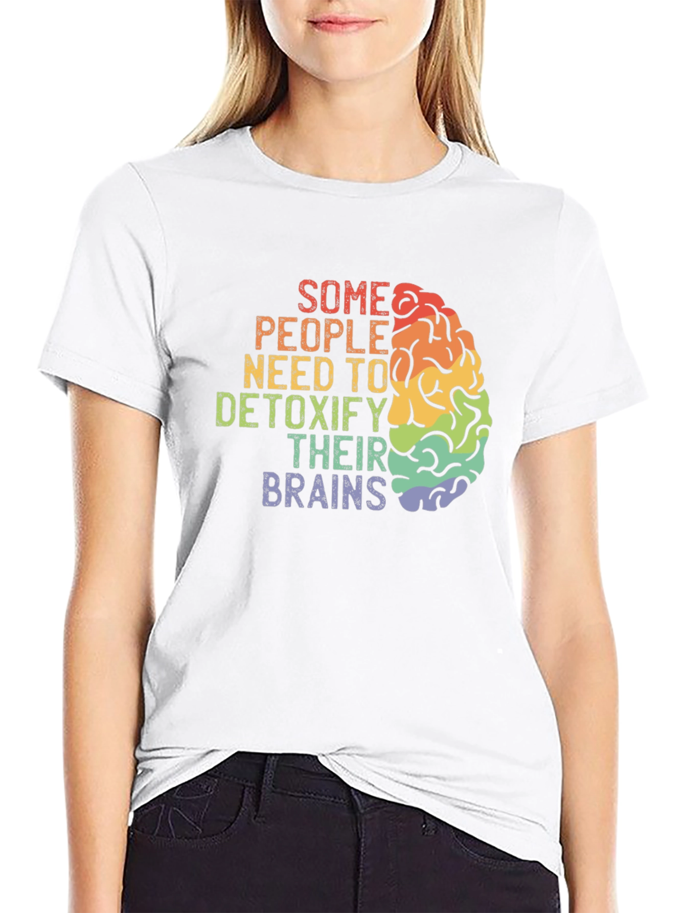 Detoxify Brains Tee - Rainbow Brain Graphic T-Shirt