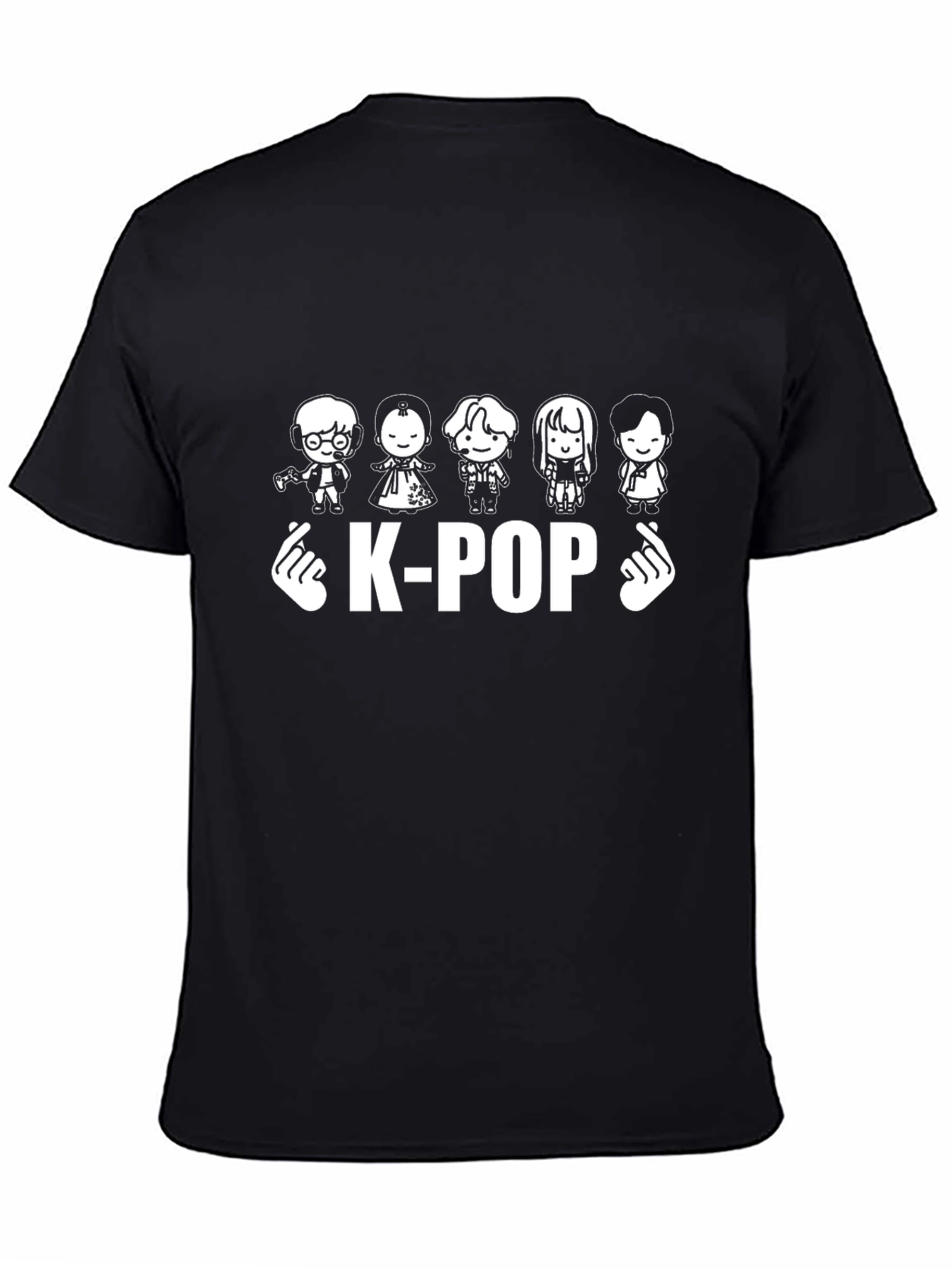 K-Pop Cartoon Style Black Tee