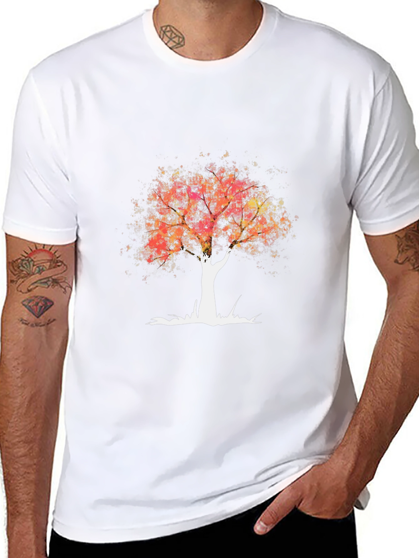 Abstract Tree Graphic Tee - Black Cotton T-Shirt