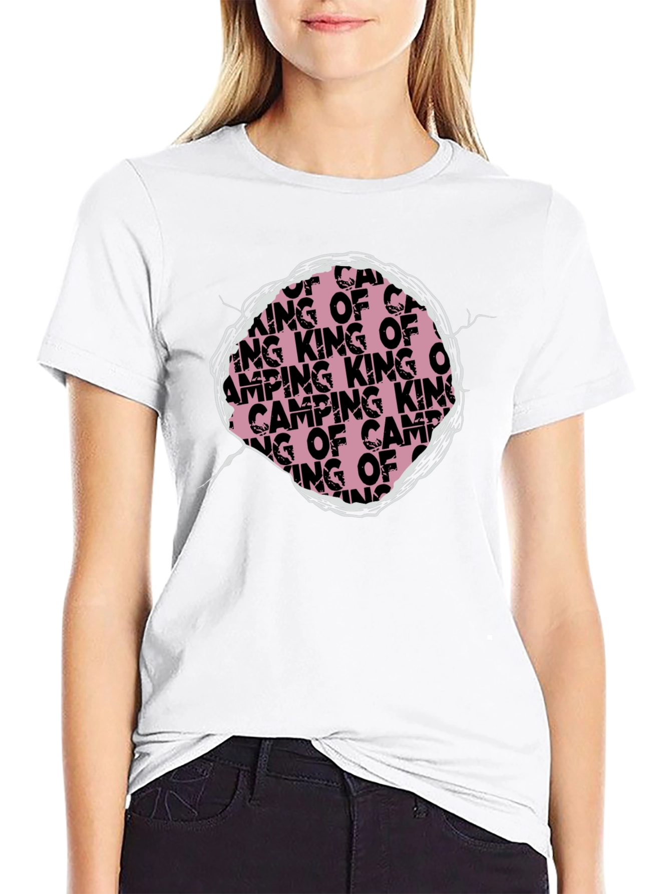 King of Camping Graphic T-Shirt - Black Crew Neck