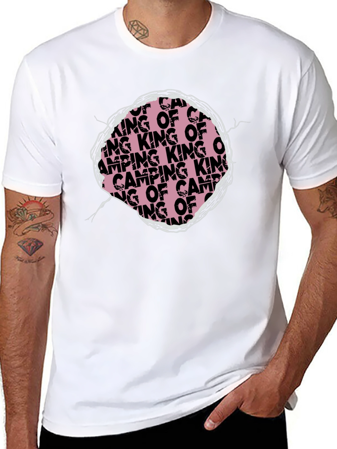King of Camping Graphic T-Shirt - Black Crew Neck