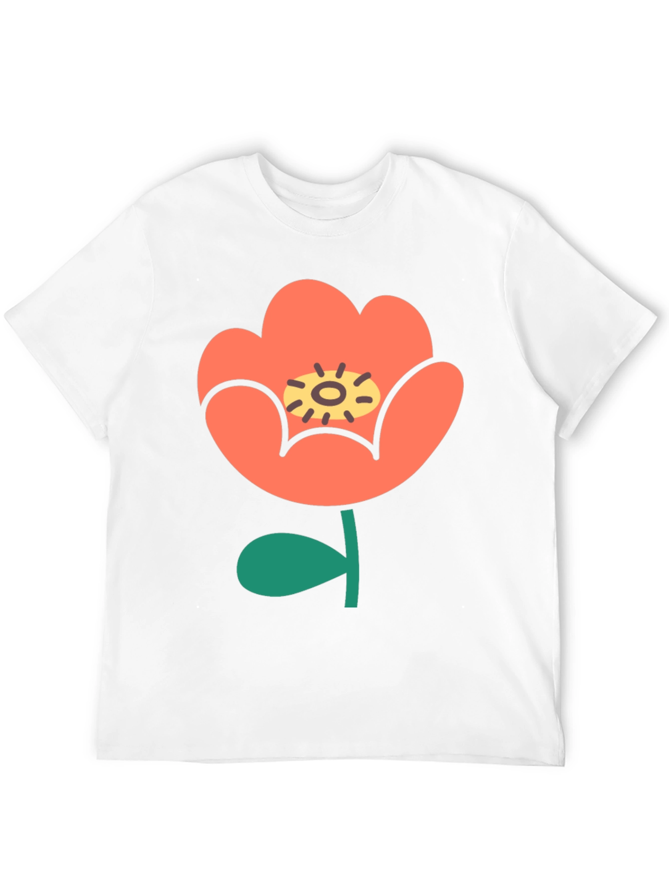 Black T-Shirt with Retro Floral Design