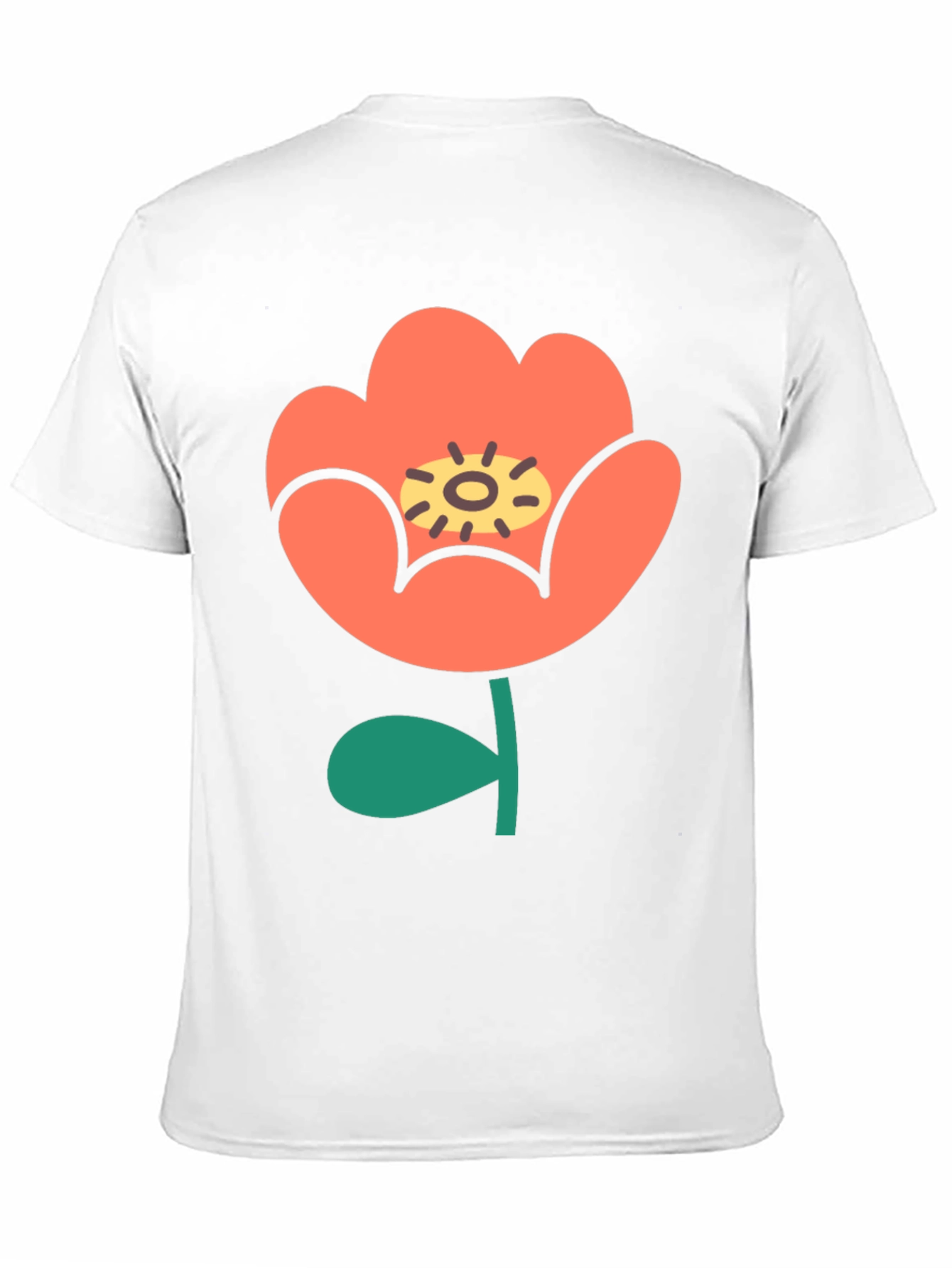 Black T-Shirt with Retro Floral Design