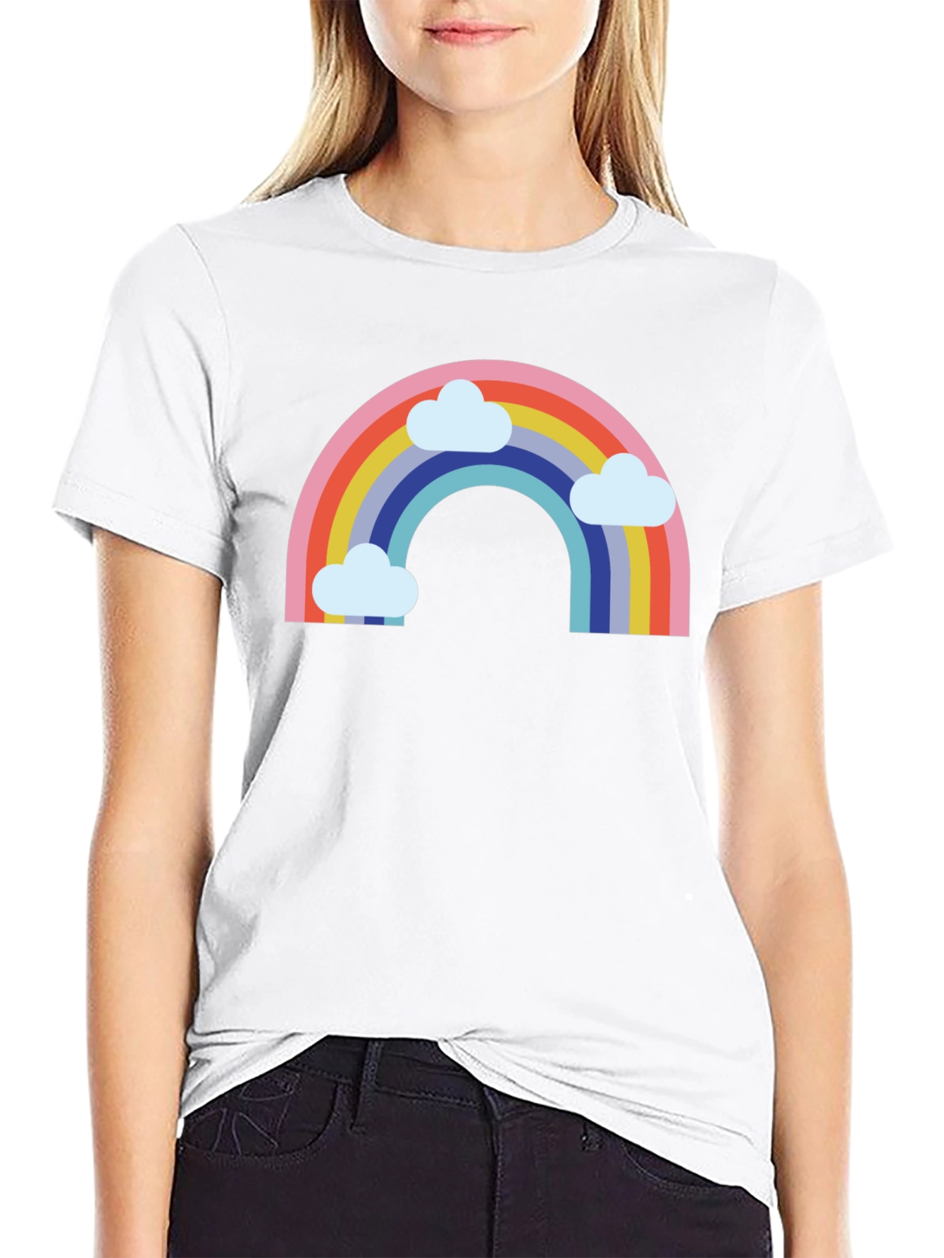 Rainbow & Clouds Graphic Tee - Black T-Shirt