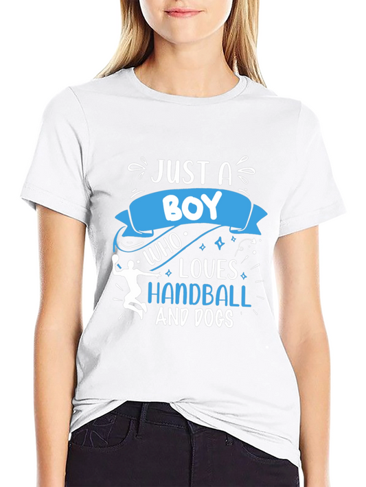 Boy Who Loves Handball and Dogs Black T-Shirt