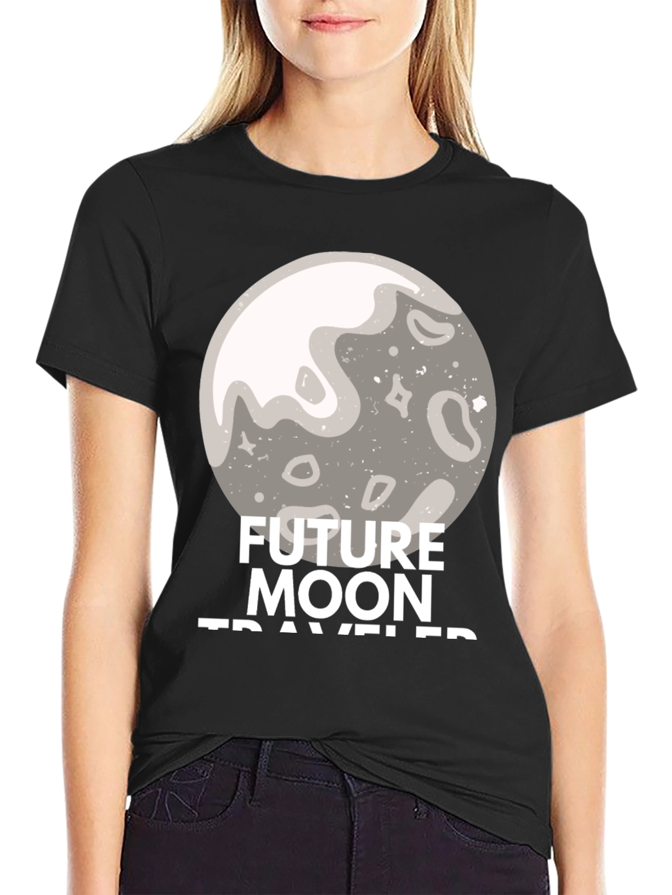 Future Moon Traveler Graphic Tee - Black
