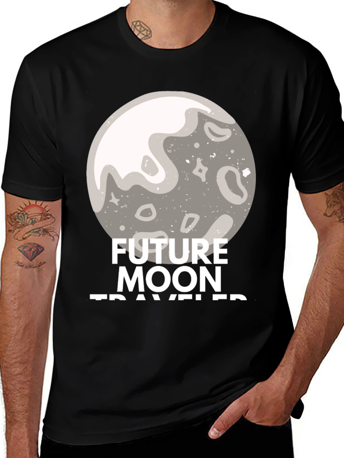 Future Moon Traveler Graphic Tee - Black