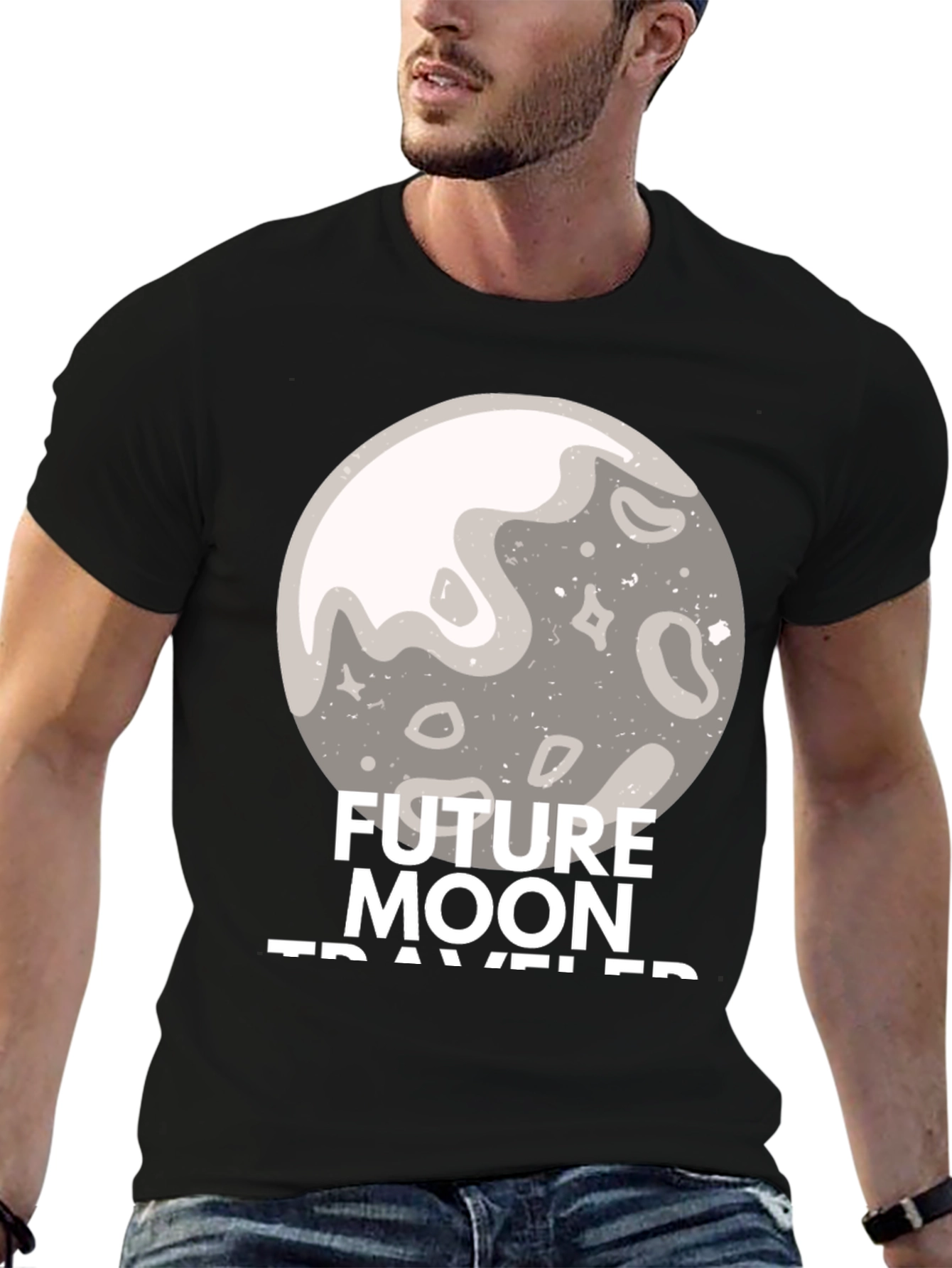Future Moon Traveler Graphic Tee - Black