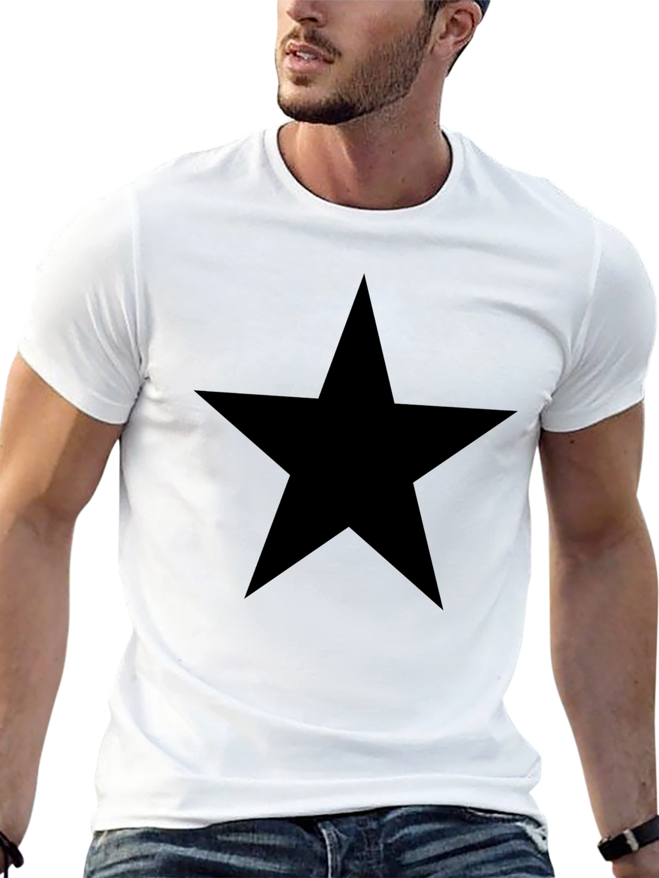 Bold Star Graphic Tee - Classic Black Cotton