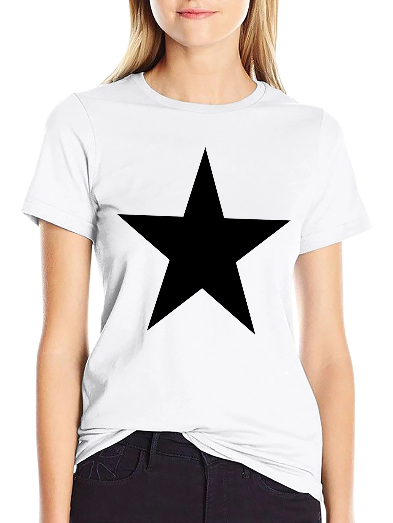 Bold Star Graphic Tee - Classic Black Cotton