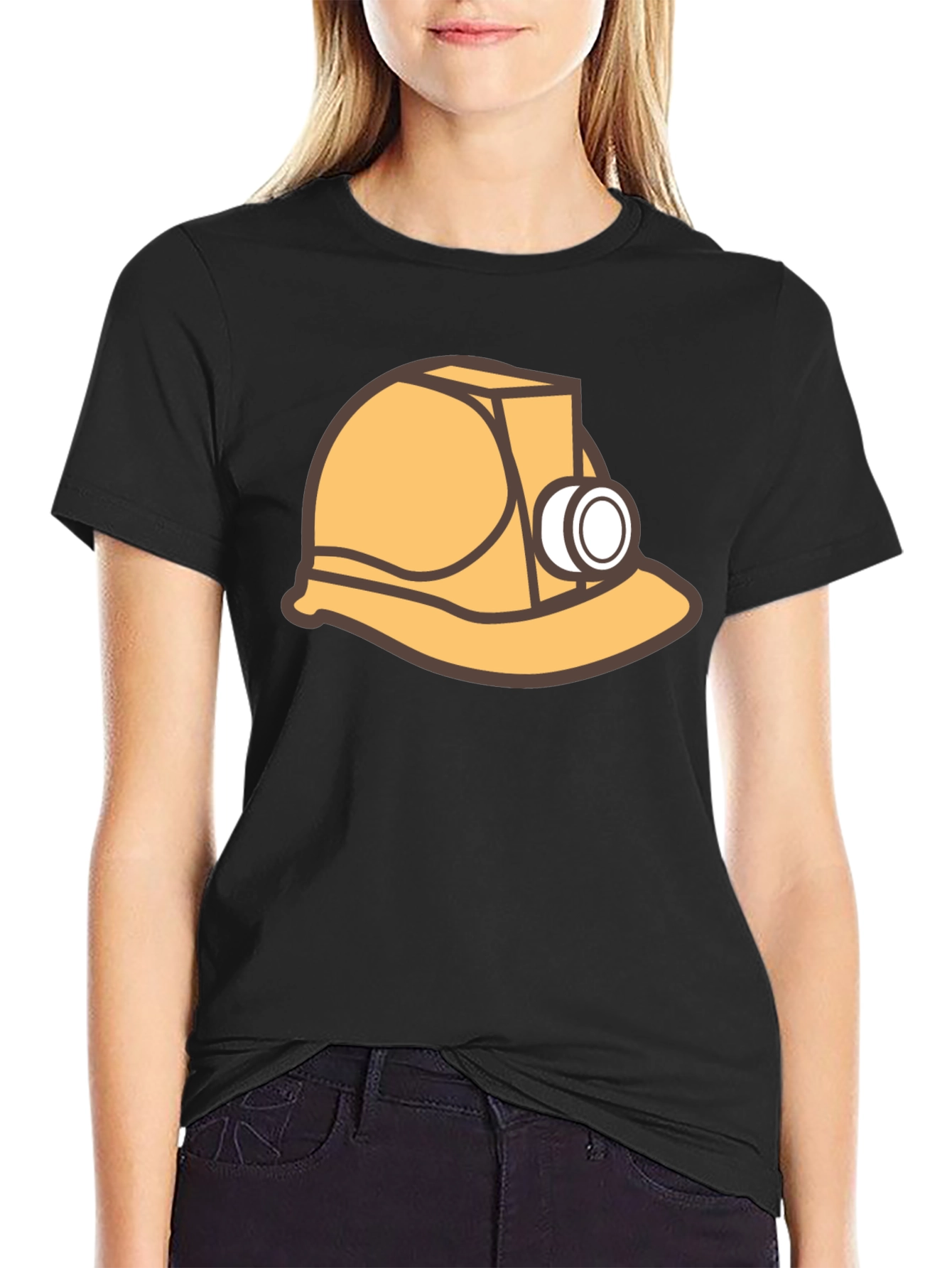 Miner Hard Hat Graphic Tee - Black Cotton T-Shirt