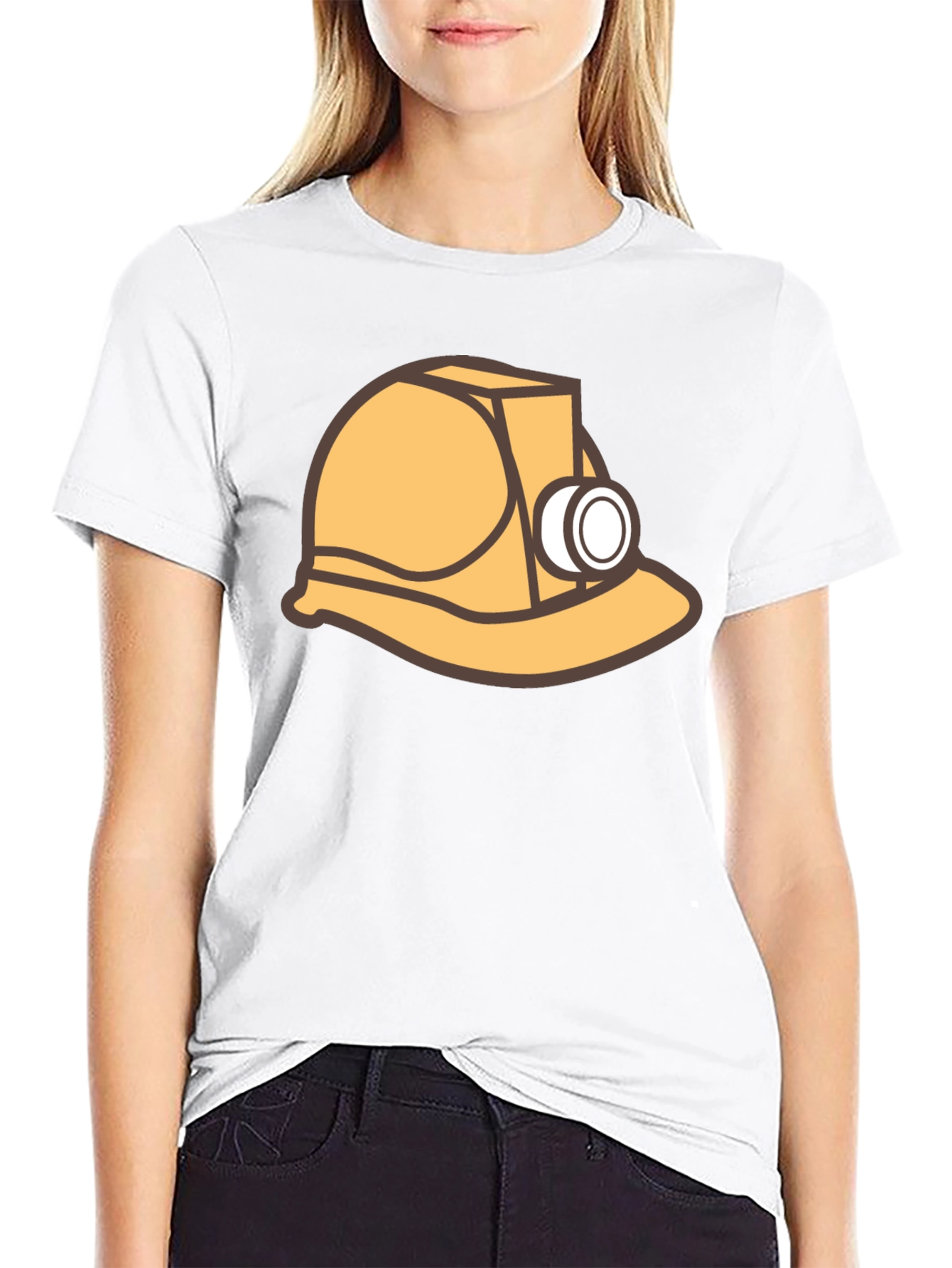 Miner Hard Hat Graphic Tee - Black Cotton T-Shirt