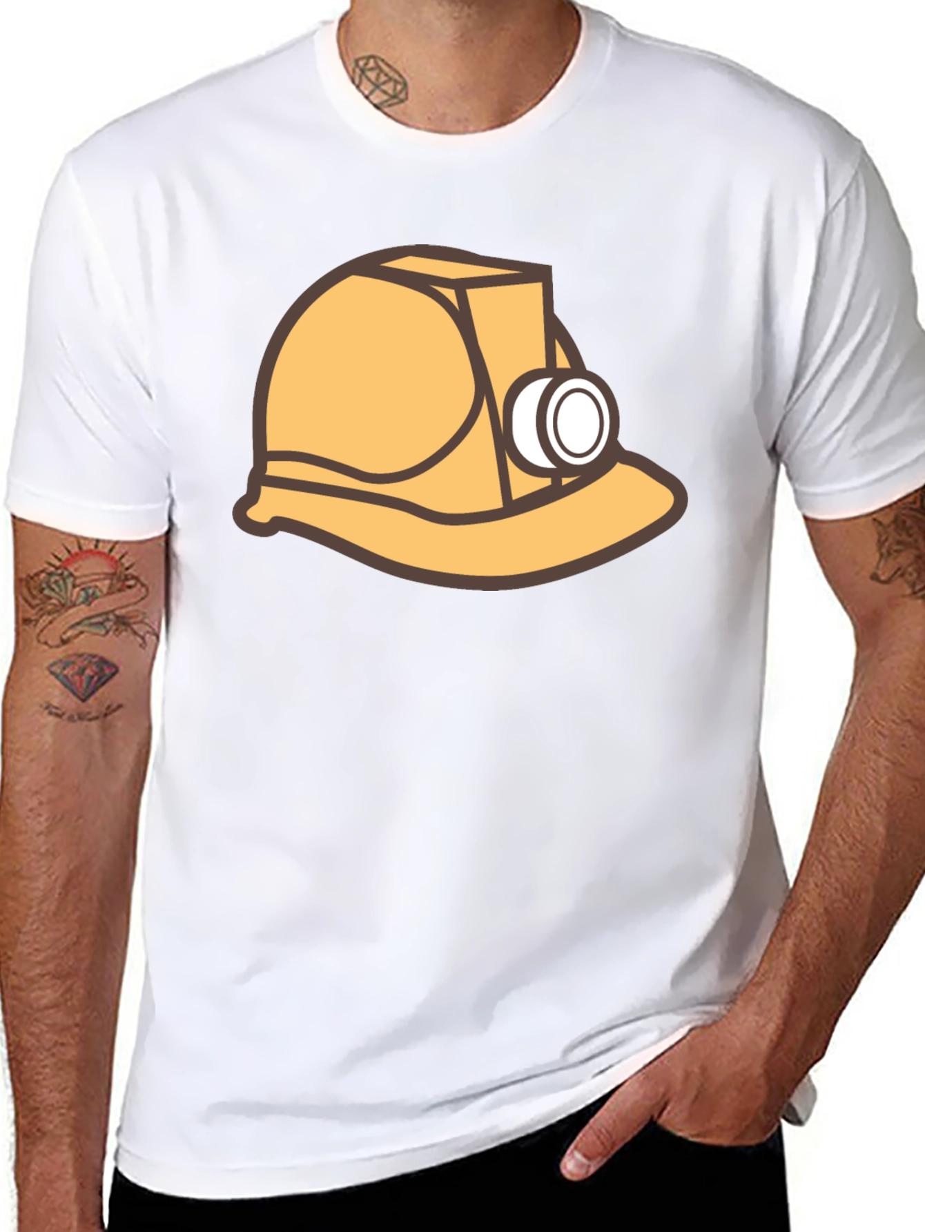 Miner Hard Hat Graphic Tee - Black Cotton T-Shirt