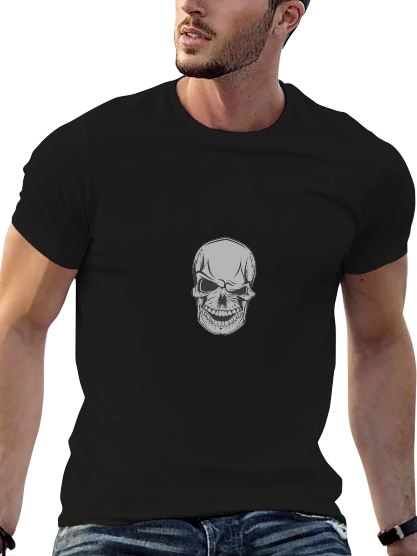 Skull Graphic Print Black T-Shirt