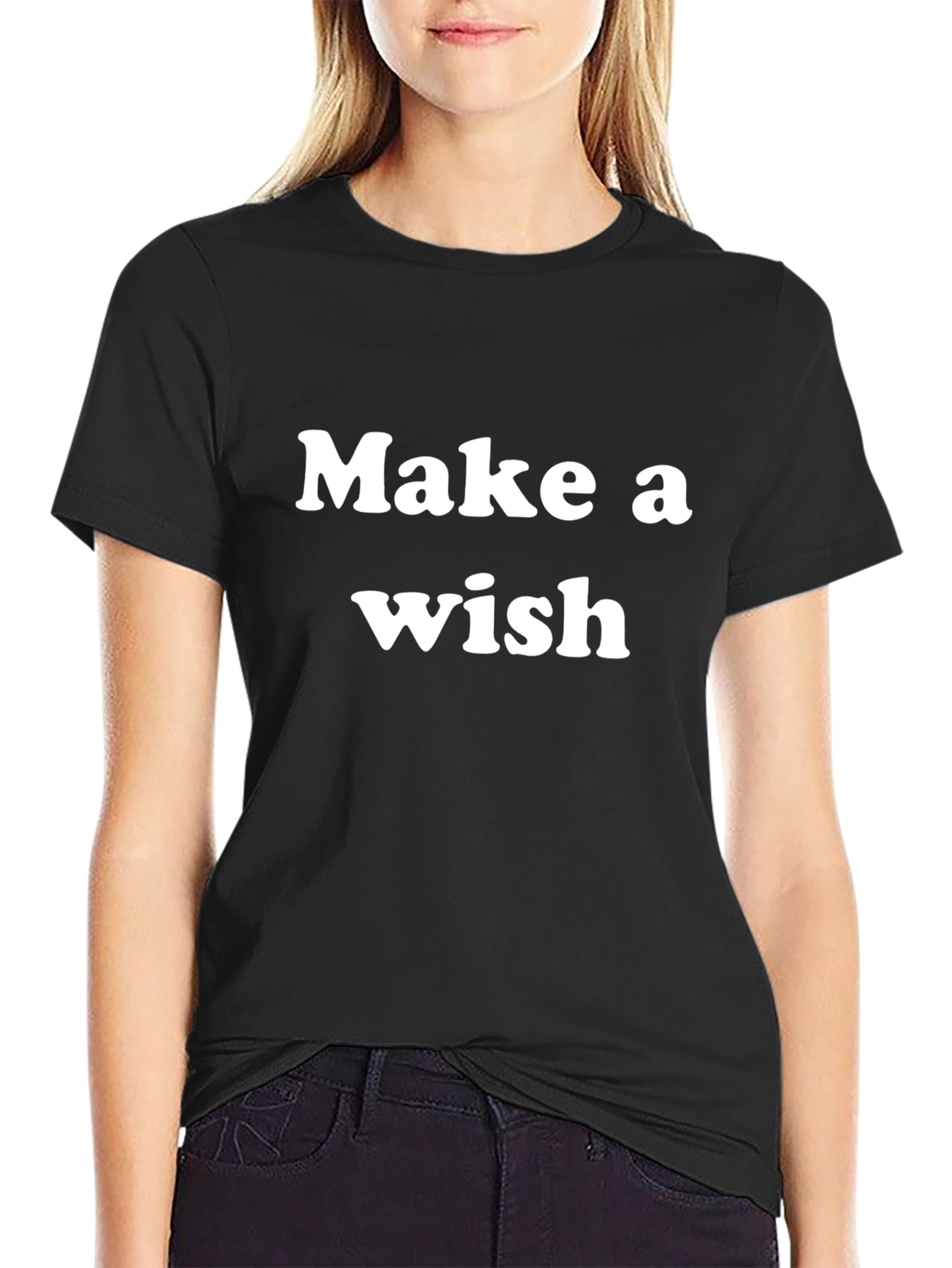 Make a Wish Black T-Shirt Casual Wear