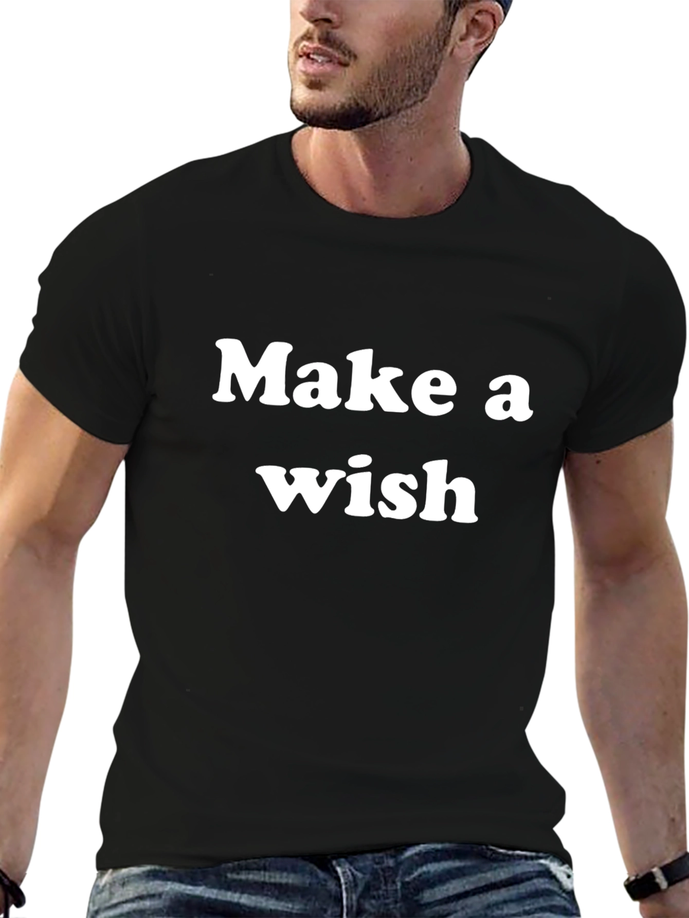 Make a Wish Black T-Shirt Casual Wear