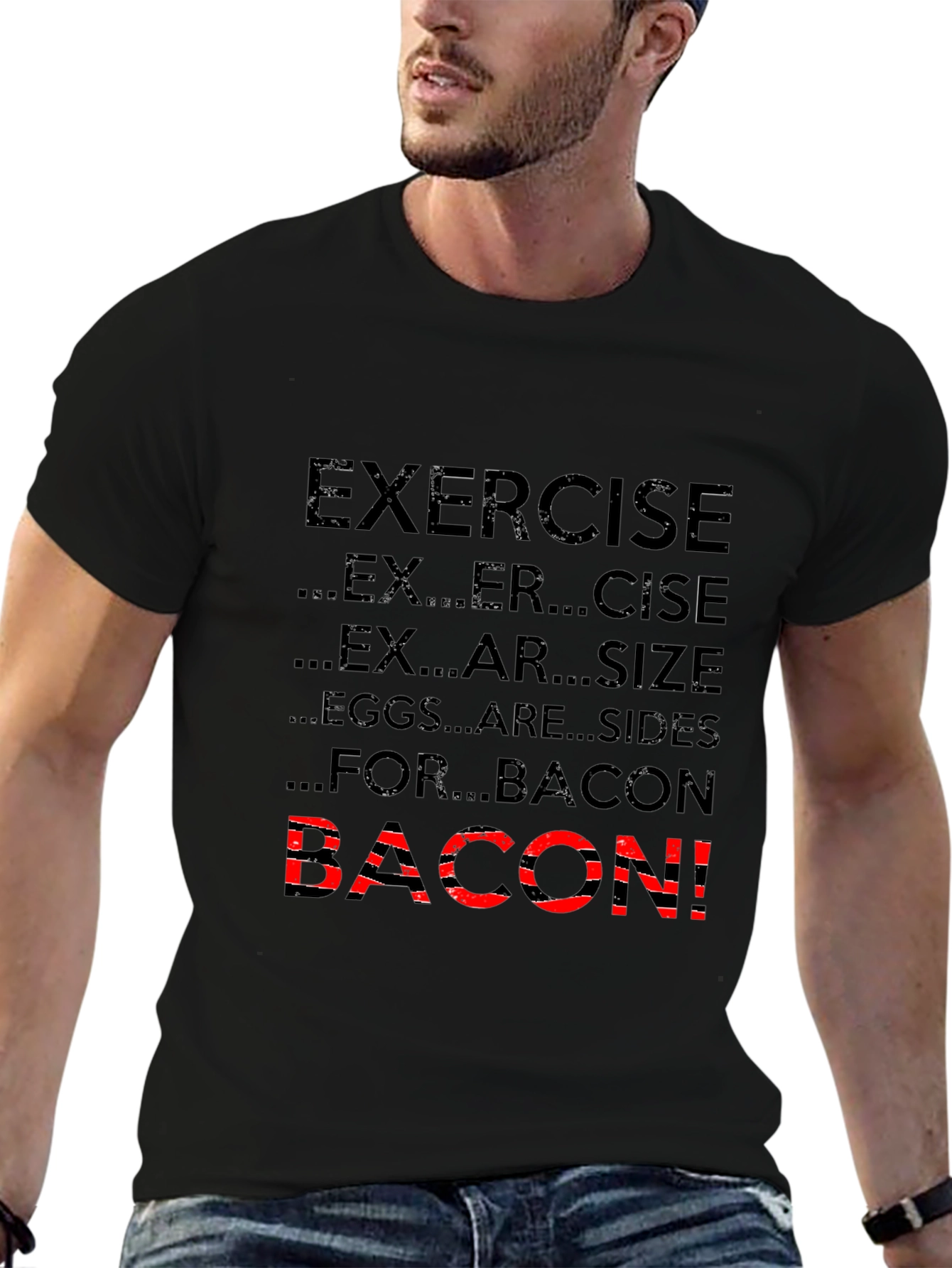 Exercise Bacon T-Shirt Funny Foodie Tee