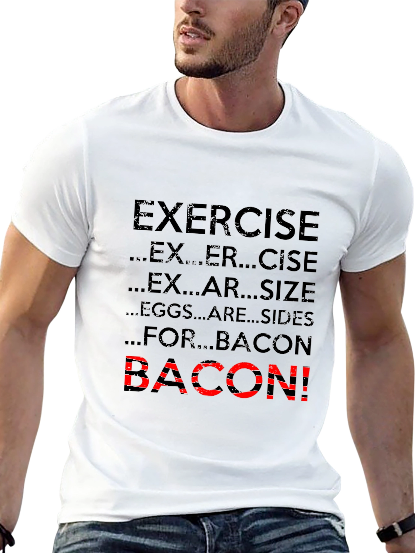 Exercise Bacon T-Shirt Funny Foodie Tee