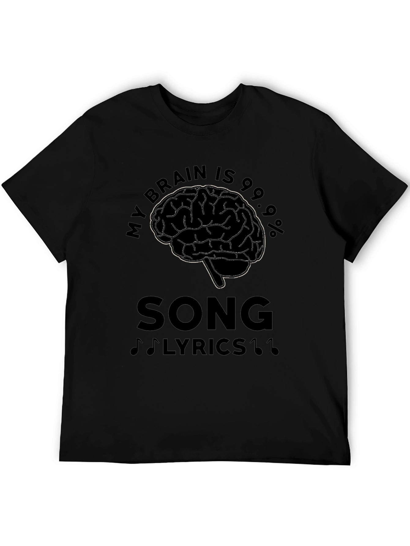 Brain Song Lyrics Mens Black T-Shirt