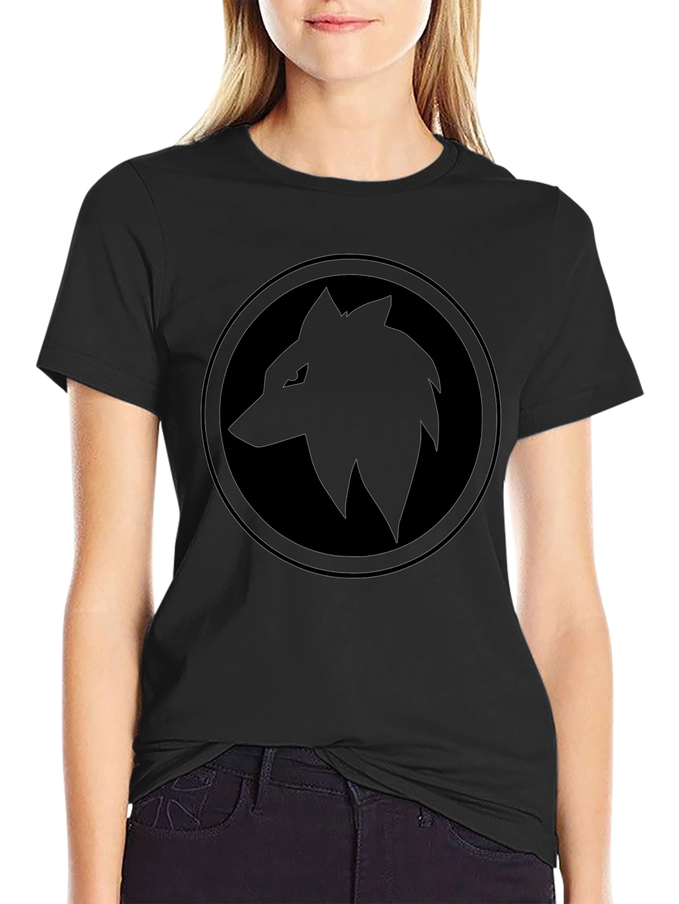 Black Wolf Circle T-Shirt - Edgy Graphic Tee