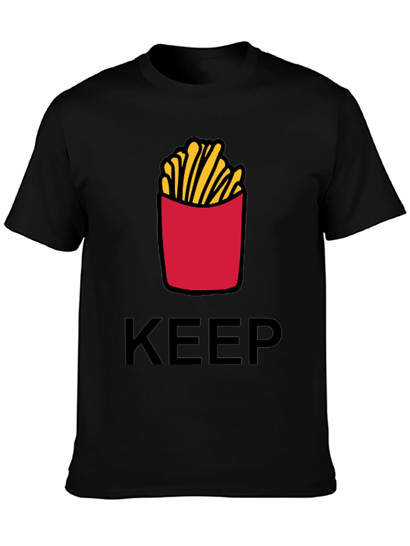 Keep Calm & Eat Fries Black T-Shirt