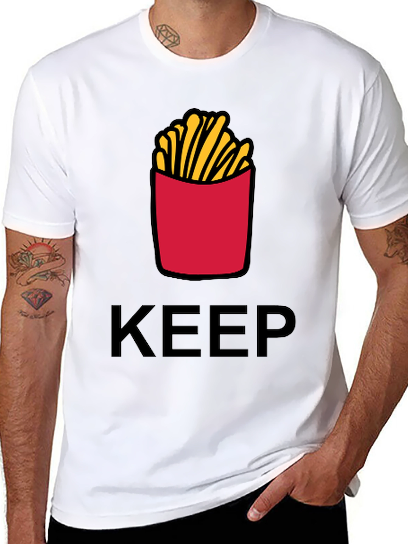 Keep Calm & Eat Fries Black T-Shirt