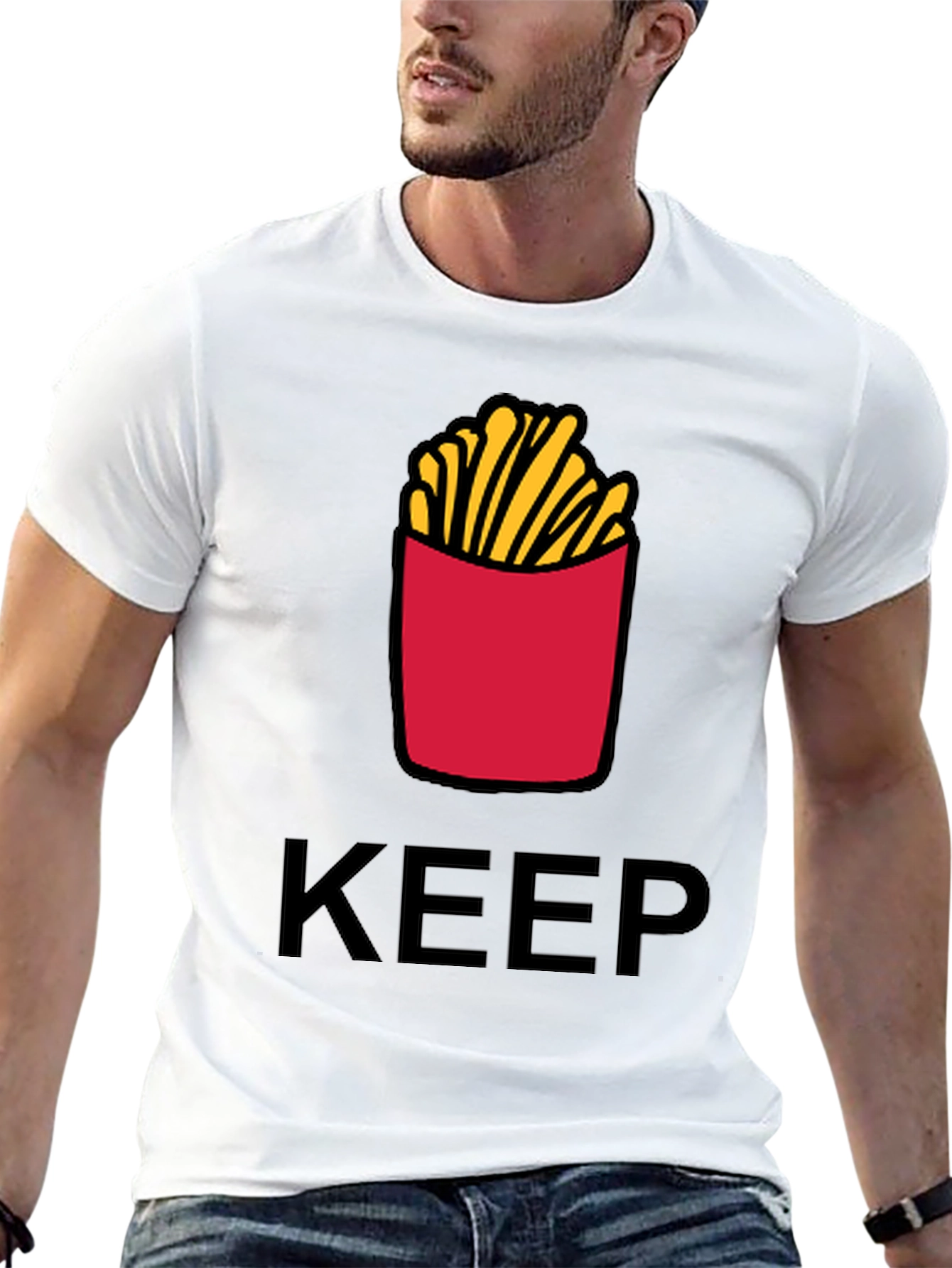 Keep Calm & Eat Fries Black T-Shirt