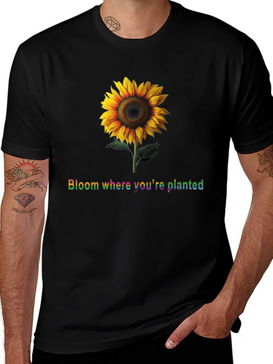 Sunflower Bloom Black T-Shirt