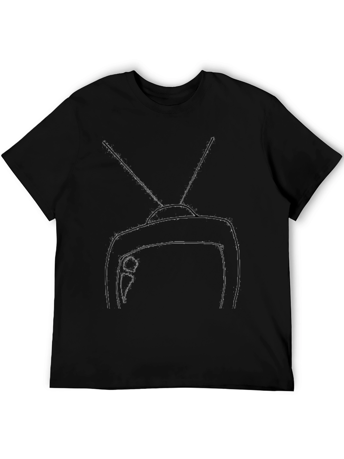 Retro TV Graphic Tee - Black Cotton Blend