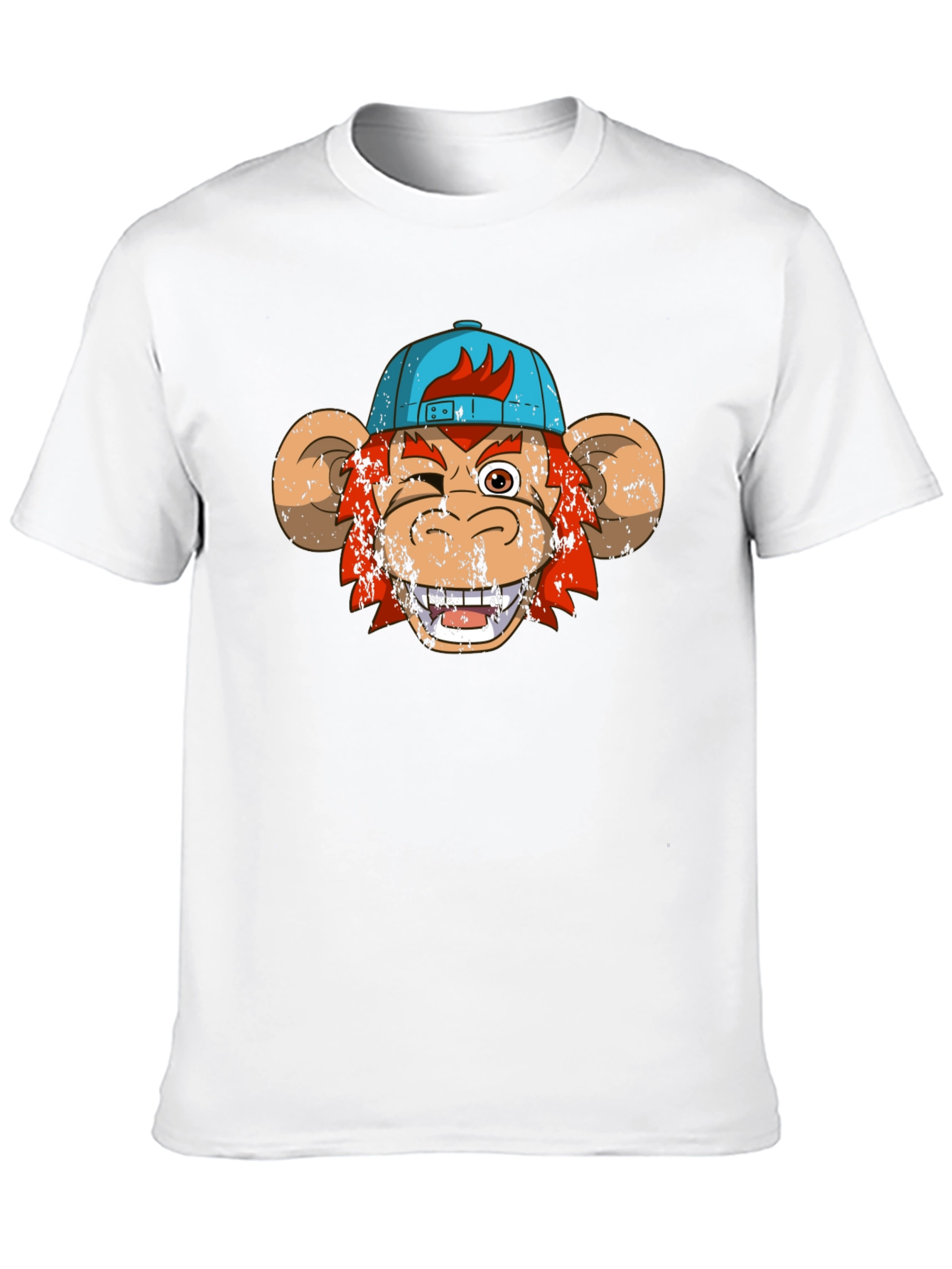 Winking Monkey Graphic Tee - Black Cotton Crew Neck
