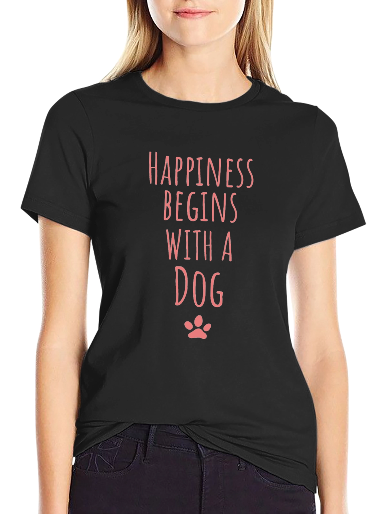Happiness Begins With A Dog Graphic Tee
